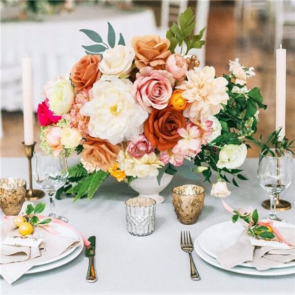 Artificial Flowers Combo Silk Mix Peony Rose Hydrangea Fake Flowers w/Stem - Picture 2 of 7